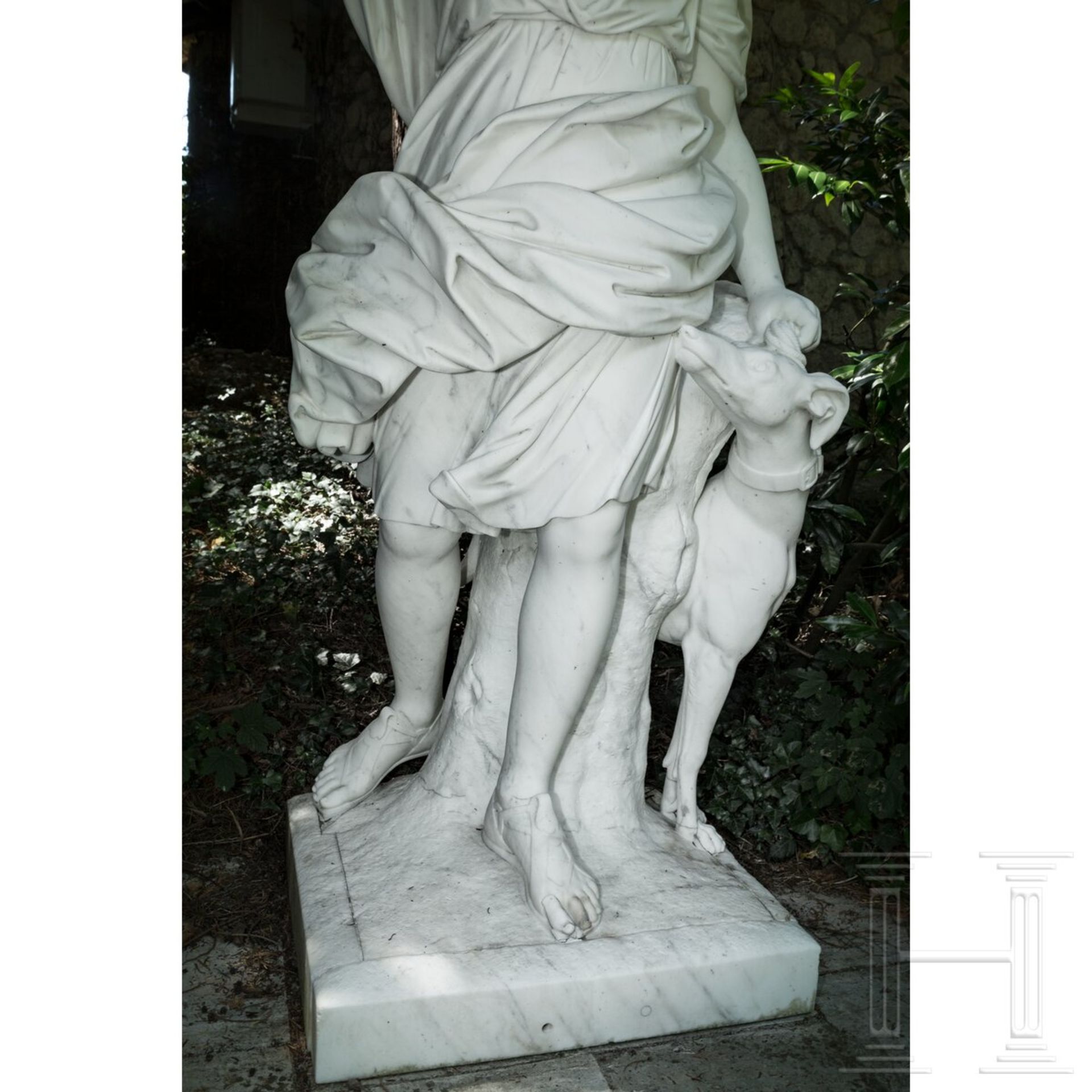 Lebensgroße Skulptur der Jagdgöttin Diana, Italien, 2. Hälfte 19. Jhdt. - Image 8 of 9