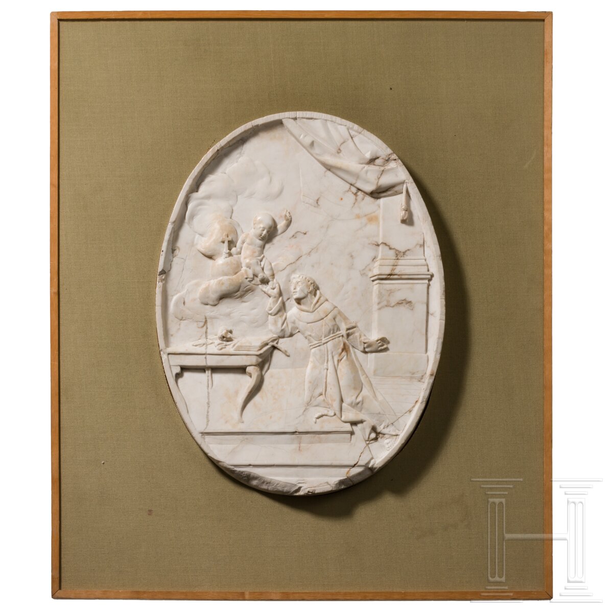 Sehr feines Marmor-Relief mit Hl. Antonius von Padua, Italien, spätes 17. Jhdt. - Bild 2 aus 3