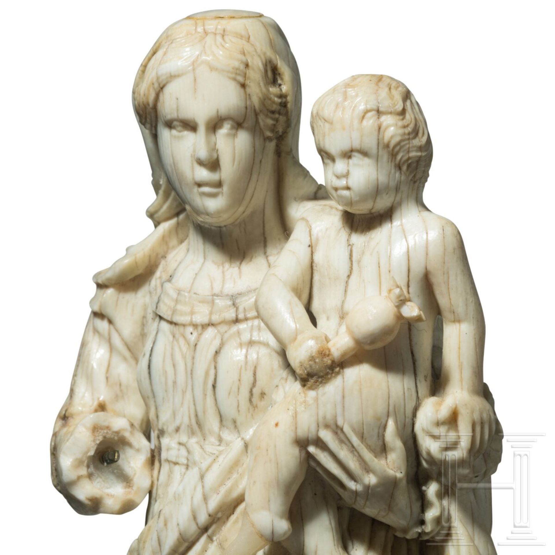 Elfenbein-Maria mit dem Christusknaben (Maria Immaculata), deutsch, um 1700 - Bild 4 aus 5