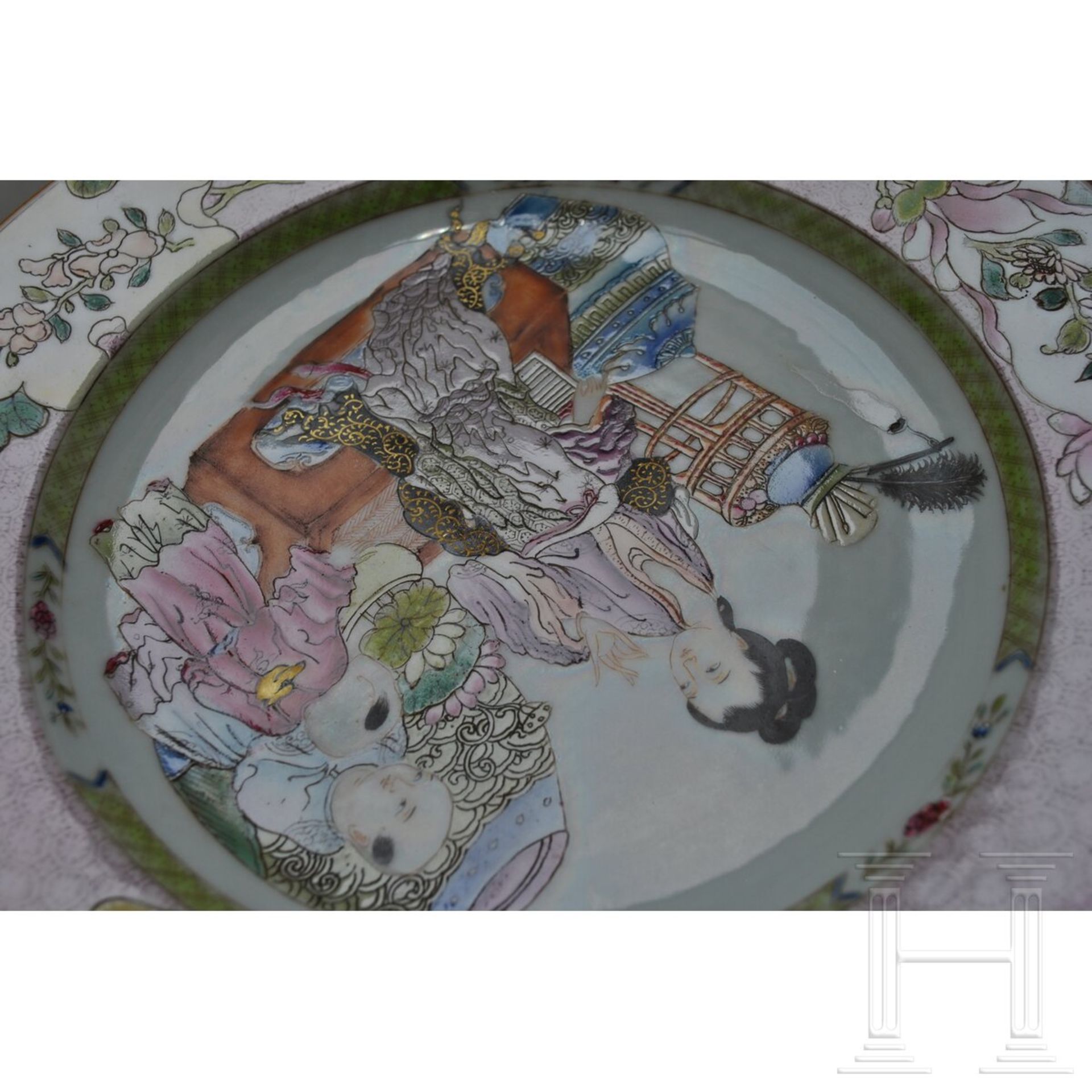 Famille Rose-Teller, Exportware, wohl Qianlong-Periode (1735 - 1796), 18. Jhdt. - Image 16 of 16