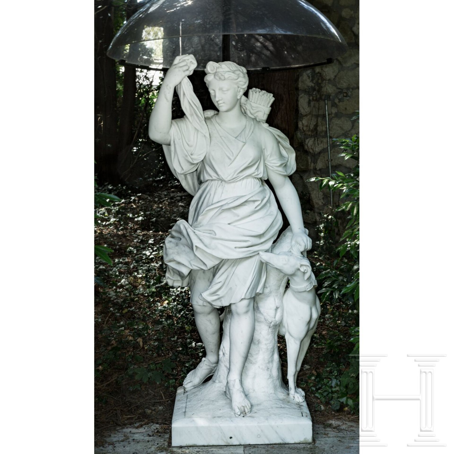 Lebensgroße Skulptur der Jagdgöttin Diana, Italien, 2. Hälfte 19. Jhdt. - Image 4 of 9