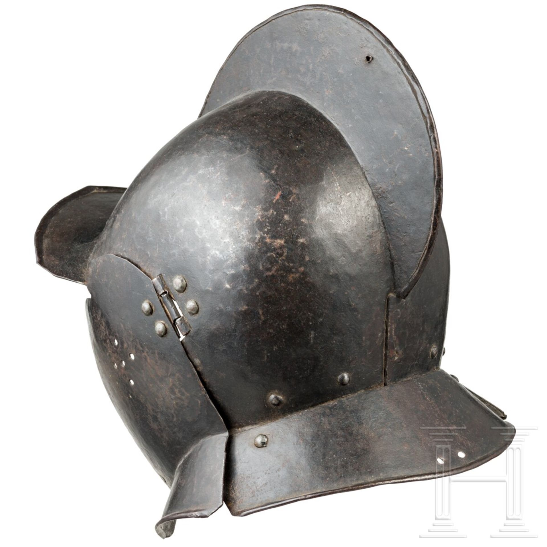 Geschwärzte Sturmhaube, deutsch, um 1580 - Bild 3 aus 5