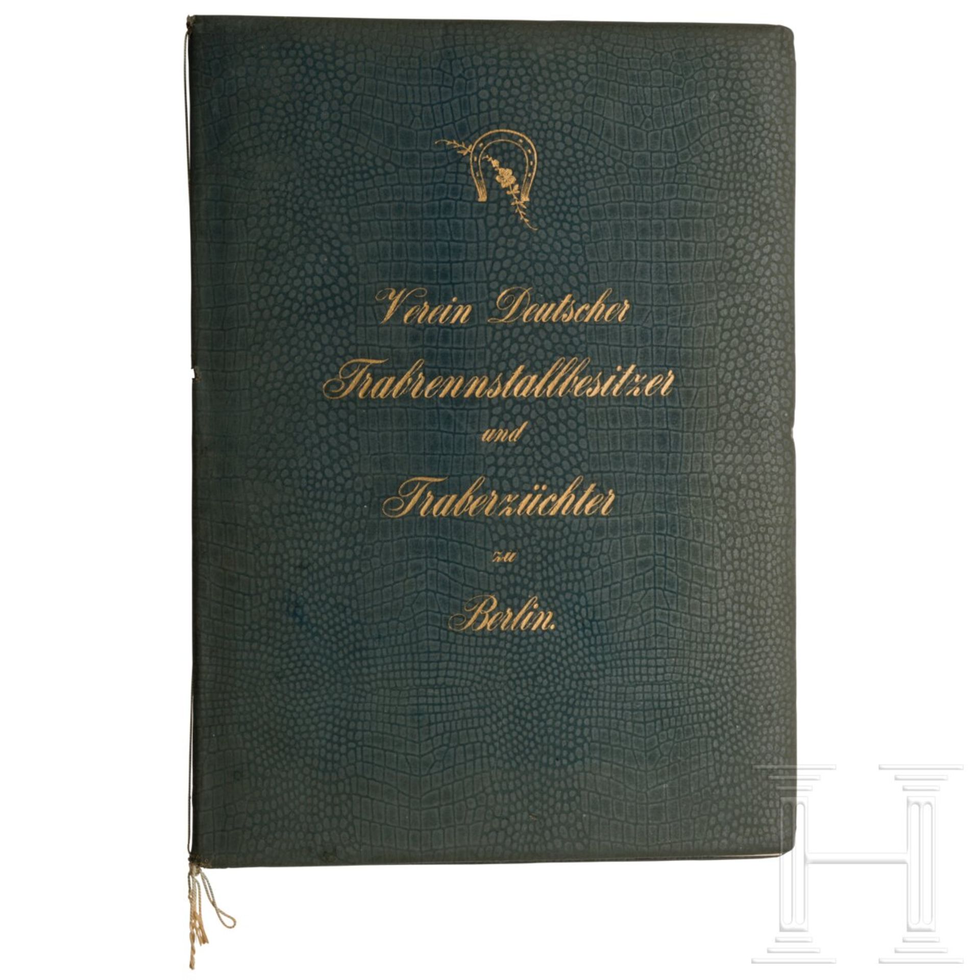 August Graf von Bismarck (1849 - 1920) - Ehrenmitgliedschafts-Urkunde des Vereins Deutscher Trabrenn