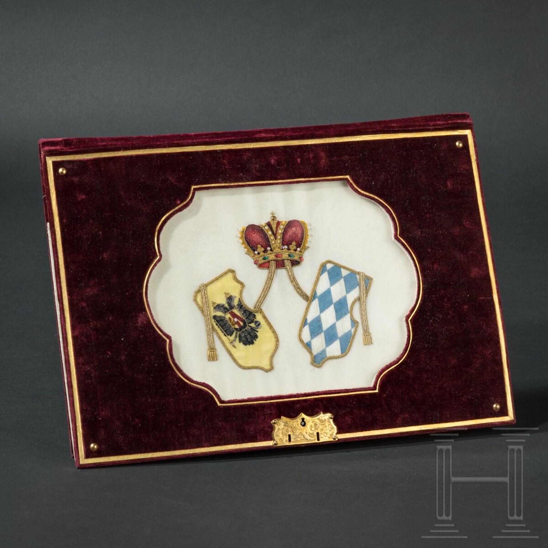 Kaiserin Elisabeth von Österreich - prunkvolle Geschenk-Schreibmappe des "Istituto Centrale di Santa