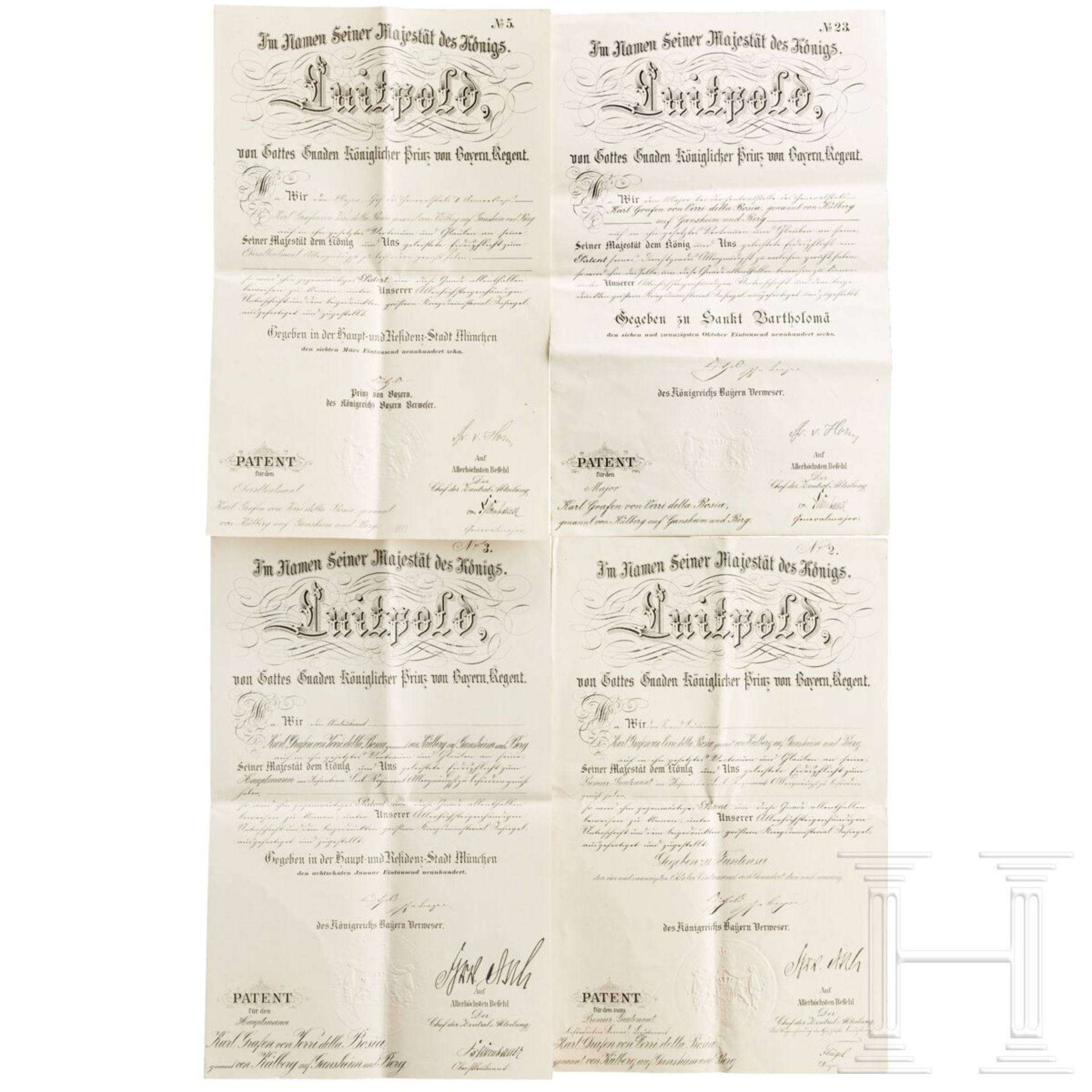 Carl Graf Verri della Bosia (1865 - 1911) - Verleihungsurkunden und Patente - Image 3 of 5