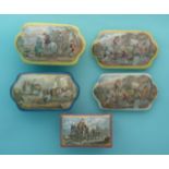 (Staffordshire Pot lid potlid Prattware) Five later shaped lids, three with bases (8)