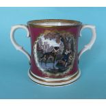 (Potlid pot lid Prattware) An unusual presentation loving cup dated 1884: Good Dog (265) maroon