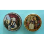 (Staffordshire Pot lid potlid Prattware) Eastern Lady Dressing Hair (99) and The Toilette (102) (2)