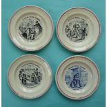 (Commemorative anti-slavery slave) A harlequin set of four pottery plates each printed with a