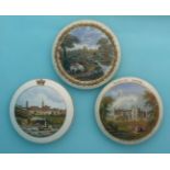 (Staffordshire Pot lid potlid Prattware) Osborne House (182) hairline crack, Drayton Manor (179)