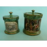 (Potlid pot lid Prattware) A malachite tobacco jar and cover: The Jolly Topers (406) 138mm, lid