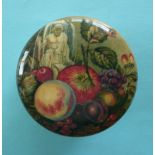 (Staffordshire Pot lid potlid Prattware) Fruit and Statue Piece (113) with shaped base (2)