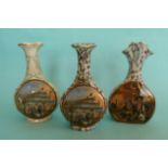 (Potlid pot lid Prattware) A good black mottled ground Princess Christian vase and two other vases