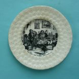 (Commemorative anti-slavery slave) A pottery nursery plate with florette moulded border printed in