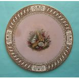 (Potlid pot lid Prattware) A circular pottery plaque of large size: Shells (52B) lilac ground, brown