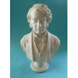 (Commemorative anti-slavery slave) Charles Summer: an English white parian bust on socle base the