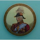 (Staffordshire Pot lid potlid Prattware) Wellington with Cocked Hat (158) no lettering, restored rim