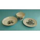 (Political Commemorative commemorate) A cup and saucer printed in black with a named portrait of Sir