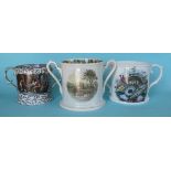 (Potlid pot lid Prattware) A good loving cup: The Poultry Yard (425) and Trentham Hall (426) 165mm