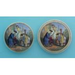 (Staffordshire Pot lid potlid Prattware) The Volunteers (214) without fancy border, restored chip