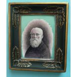 (Potlid pot lid Prattware) A rectangular portrait plaque moulded with integral frame: Felix