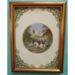 (Potlid pot lid Prattware) A thinly potted rectangular plaque: Windsor Park (178) green printed