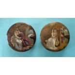 (Staffordshire Pot lid potlid Prattware) The Trysting Place (118) fine hairline crack and The Lovers