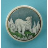 (Staffordshire Pot lid potlid Prattware) Polar Bears (18) without moon