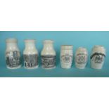 (Potlid pot lid Prattware) Three jars with named scenes, two Crosse & Blackwell jars, one with lid