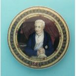 (Staffordshire Pot lid potlid Prattware) Wellington with Clasped Hands ((160B)