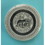 (Pot lid potlid Prattware advertising) Genuine Russian Bears Grease for increasing the growth of