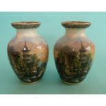 (Potlid pot lid Prattware) A good pair of vases: Chinese River Scene with Junks (440) 140mm (2)