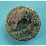 (Staffordshire Pot lid potlid Prattware) Bear in a Ravine (14) flange cracked and chipped