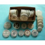 (Pot lid potlid Prattware advertising) Ten Burgess’s anchovy paste lids; five Banger anchovy paste