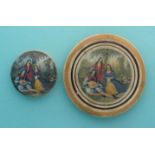 (Staffordshire Pot lid potlid Prattware) Musical Trio (123) small and the large version with gilt