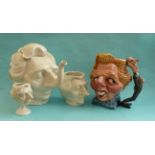 (Political Commemorative commemorate) Thatcher: a white glazed teapot and cover by Luck & Flaw