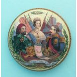 (Staffordshire Pot lid potlid Prattware) Tria Juncta in Uno (164) medium