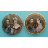 (Staffordshire Pot lid potlid Prattware) Queen Victoria and Prince Consort (152) and Napoleon III