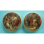 (Staffordshire Pot lid potlid Prattware) The Ins (15) restored and The Outs (16) (2)