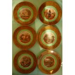 (Potlid pot lid Prattware) Six oak leaf and acorn bordered plates (6)