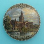 (Staffordshire Pot lid potlid Prattware) Holy Trinity (229) leaf and scroll border, fine hairline