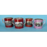 (Potlid pot lid Prattware) Four various loving cups, Philadelphia 126mm, restored chip (4)