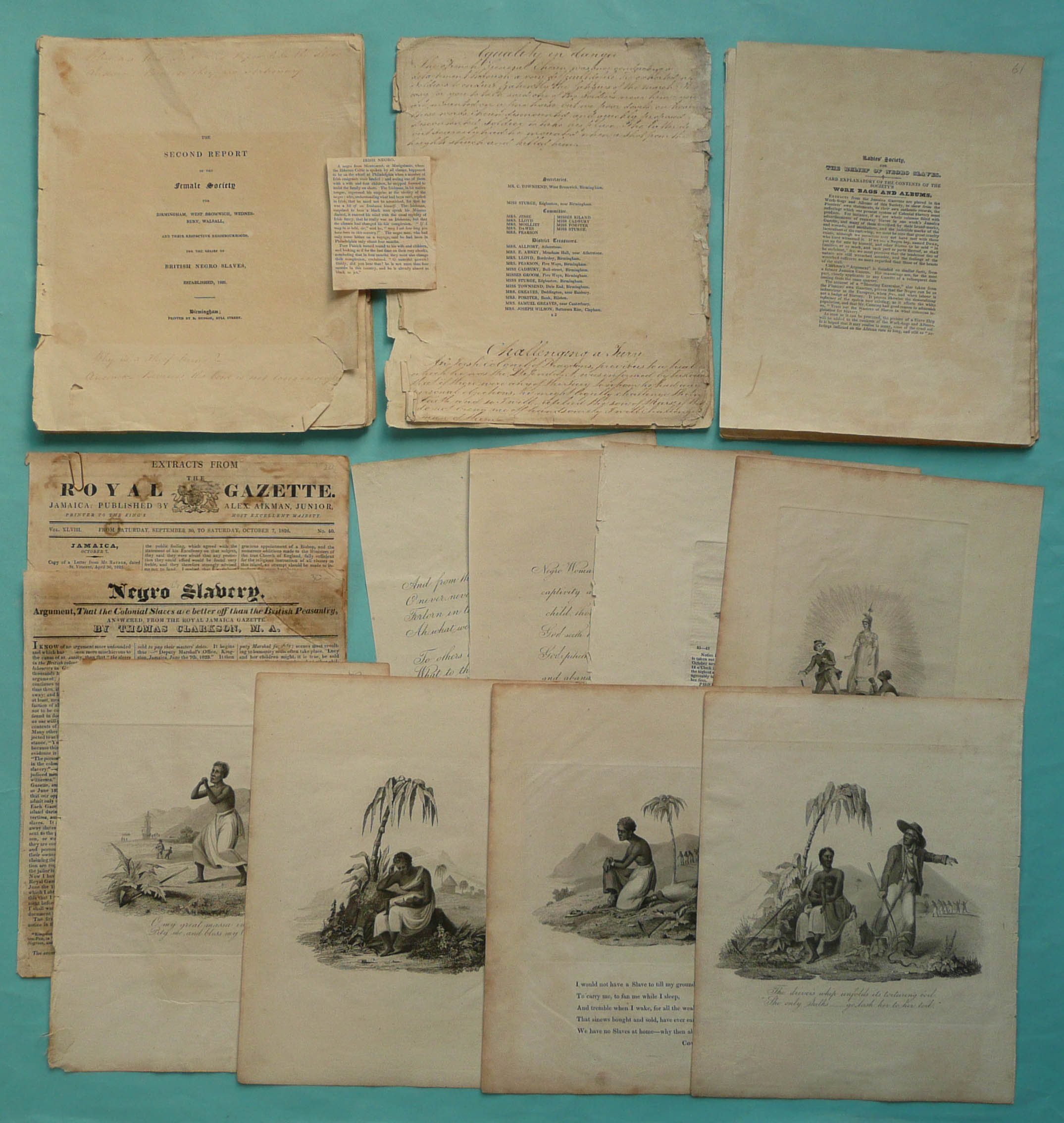 (Commemorative anti-slavery slave) A fascinating archive of paper printed material comprising