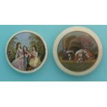 (Staffordshire Pot lid potlid Prattware) Mother and Daughters (320) small and Pompey and Caesar (