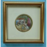 (Potlid pot lid Prattware Jesse Austin watercolour) Little Red Riding Hood (358) framed, the reverse