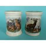 (Potlid pot lid Prattware) The Deerstalker (92) and Wild Deer (92A) two jars of varying shape each