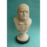 (Political Commemorative commemorate) Winston Churchill: a carved alabaster portrait bust on