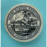 (Pot lid potlid Prattware advertising) Henry Burton Perfumer, 18 Greek Street, Soho, London, 79mm