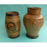 (Political Commemorative commemorate) Gladstone and Disraeli: two good Doulton brown stoneware jugs,
