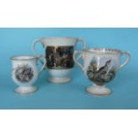 (Potlid pot lid Prattware) A loving cup with spreading foot: The Nightingale (295A) and another bird